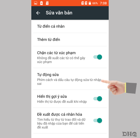 Chọn tự động sửa